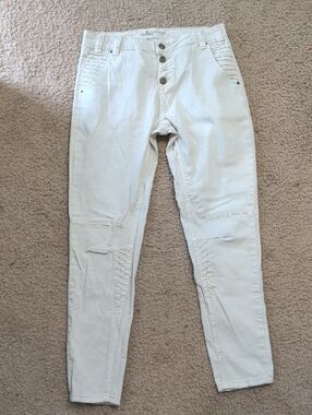 Bianco Jeans Women's Cream Button-Front Slim Jeans Size 1